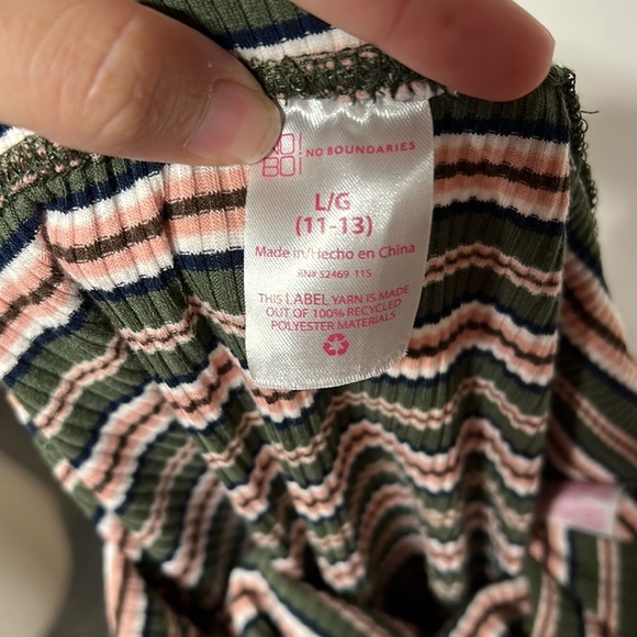 No Boundaries Mini Skirt Stretch Striped Juniors Size L 11 13 Green Pink - Picture 5 of 6